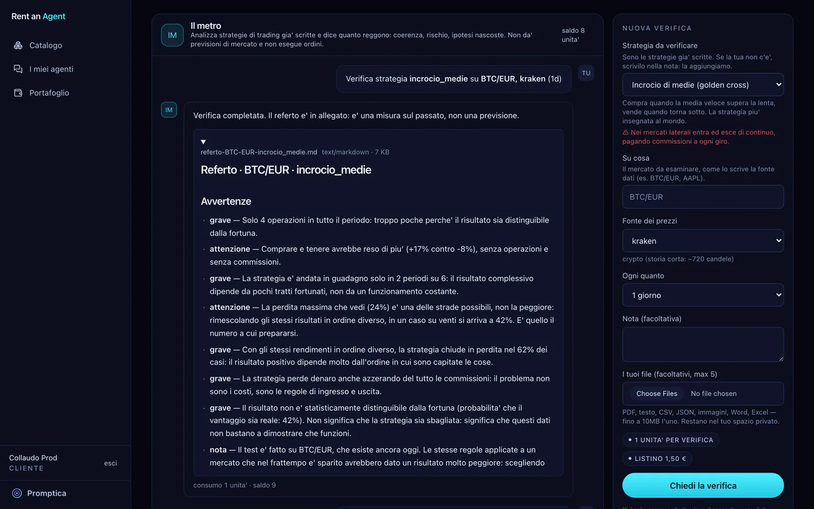 Un agente che dice quando non fidarsi del risultato